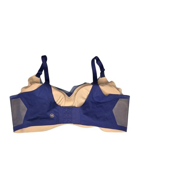 Honeylove Crossover V-neck bra size L navy/beige no underwire mesh comfortable - Picture 2 of 4